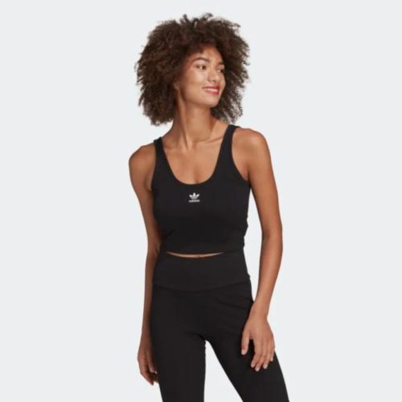NEW Adidas Originals Adicolor Essentials Rib Tank Top HF3399 Black Womens Size L - Picture 2 of 6